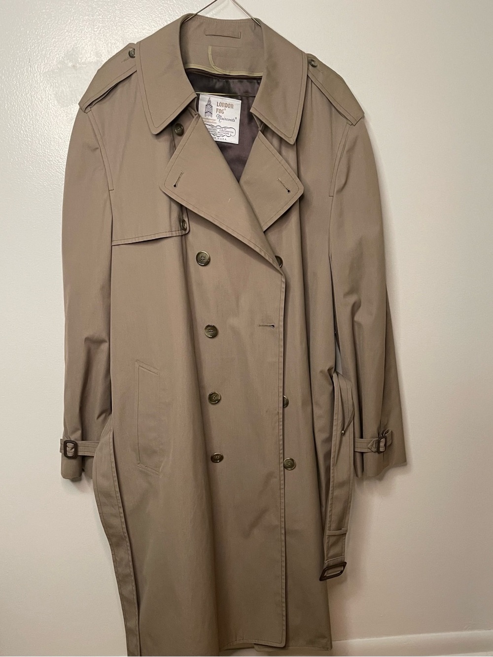 London Fog Beige Trench Coat Double-Breasted Classic
